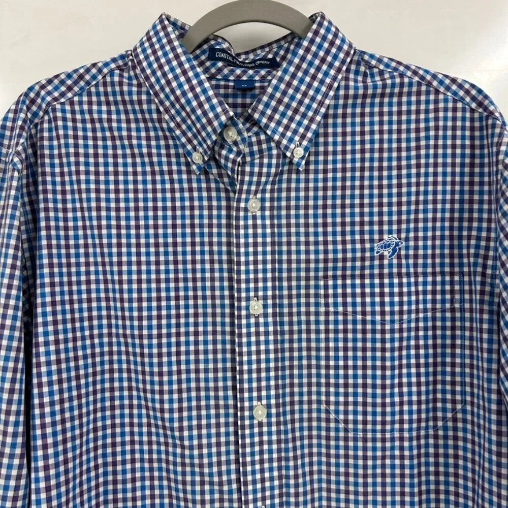 Coastal Provisions‎ Company Blue Gingham Button Down Shirt Men’s Classic Preppy